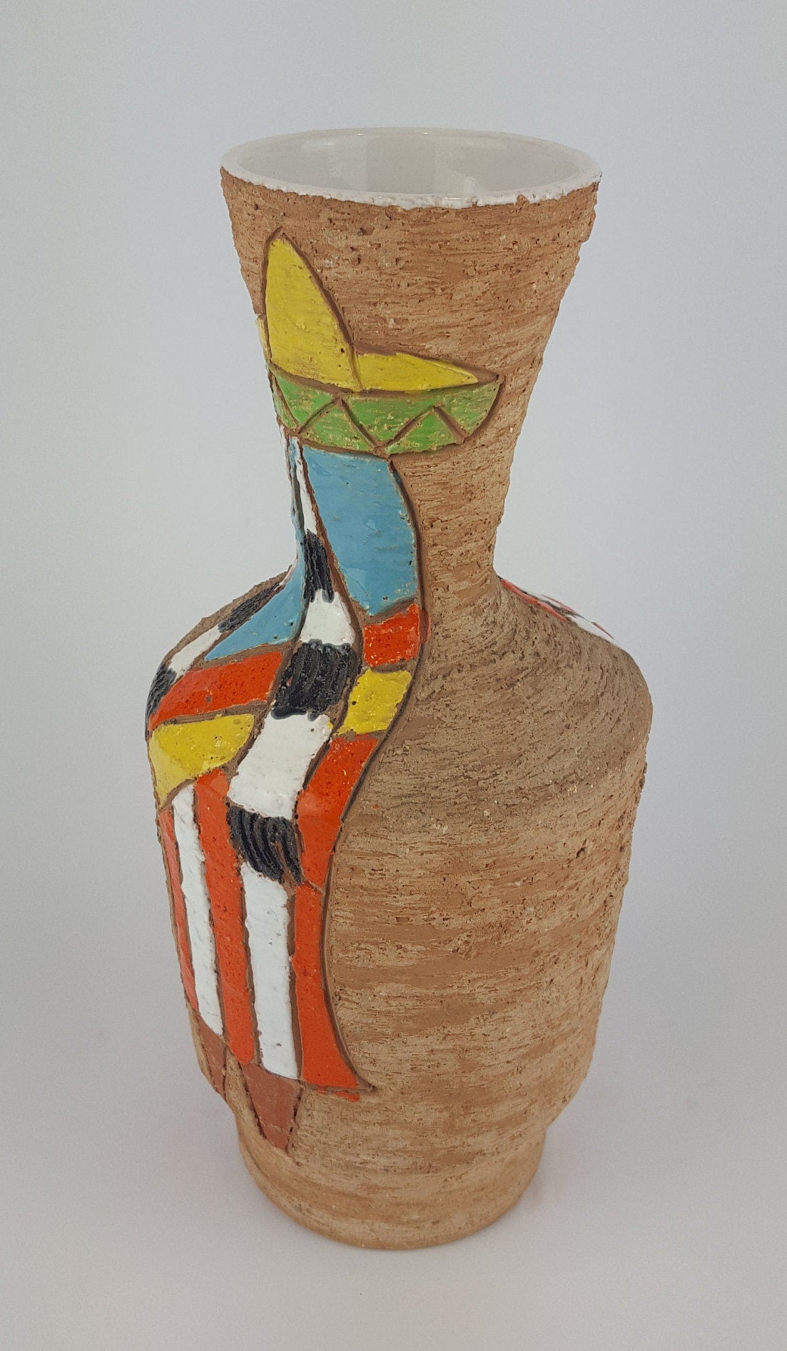 Vintage Fratelli Fanciullacci vase with Mexican people decor 1950-1960