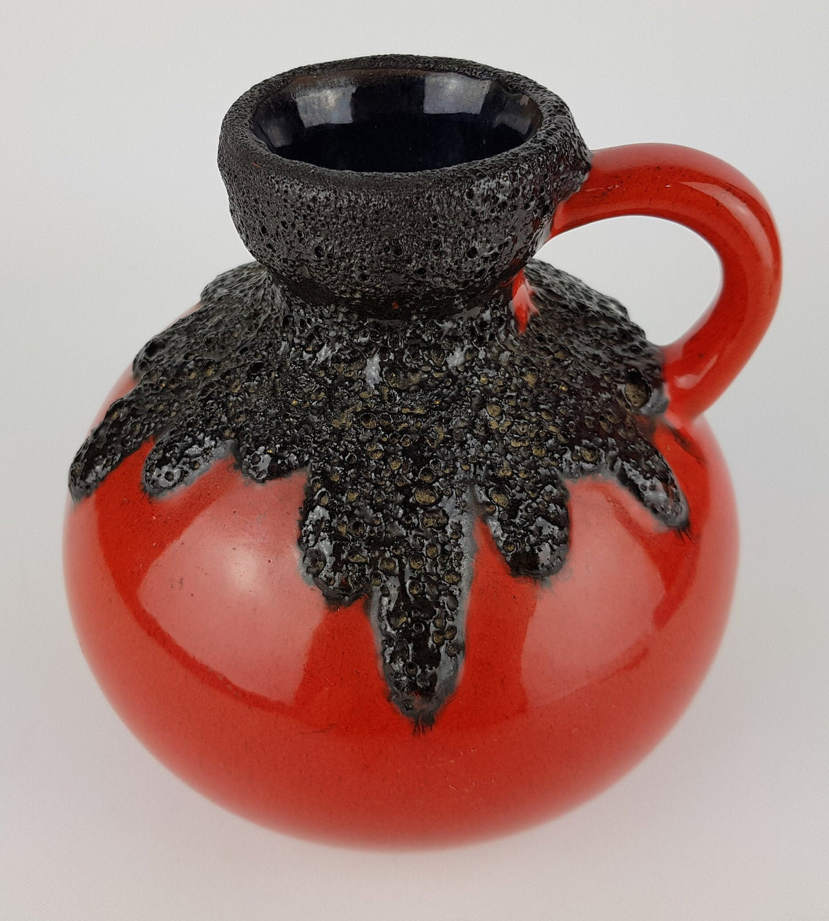 Vintage Red ROTH KERAMIK Fat Lava Vase, West German Pottery #