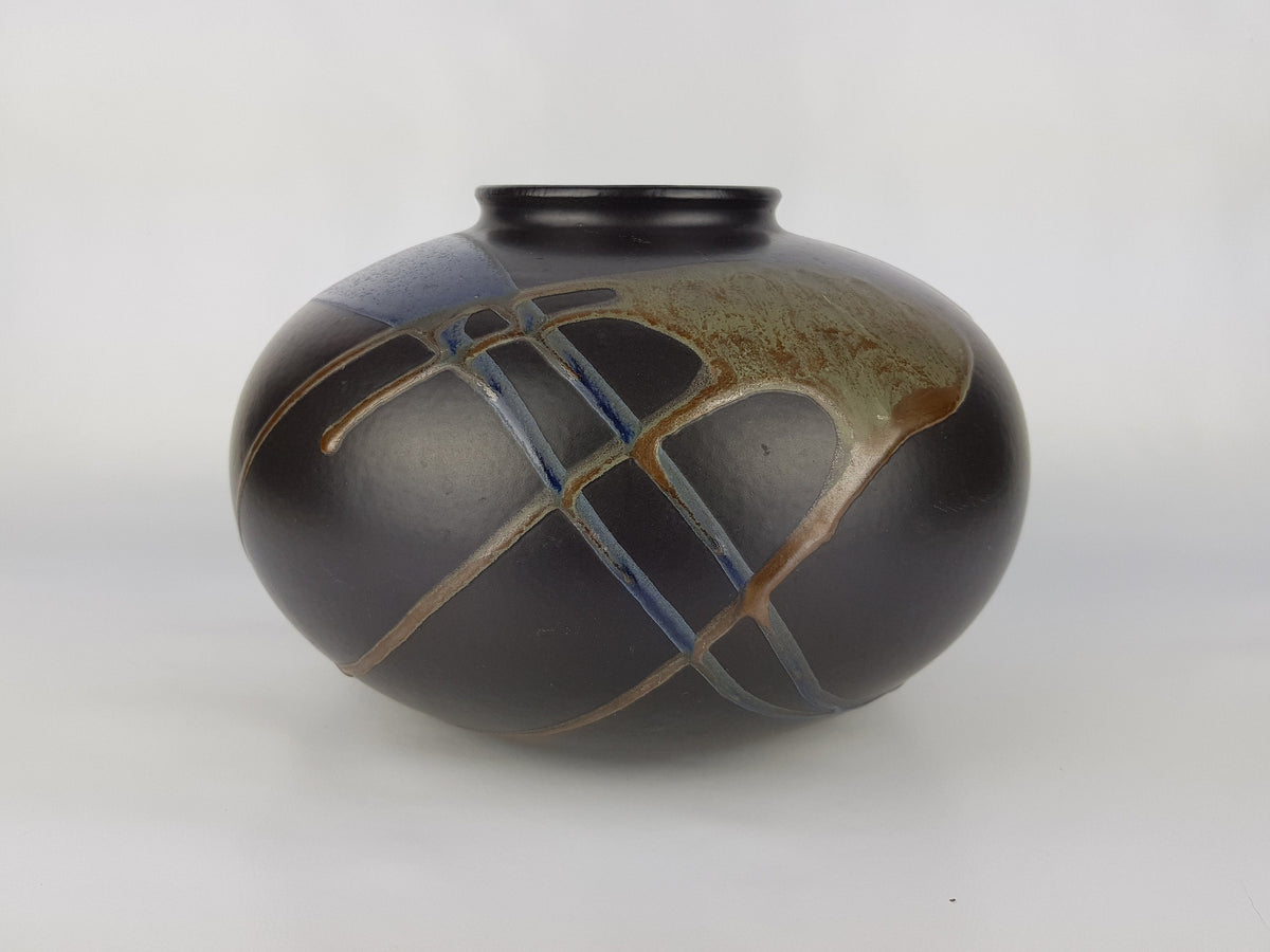Vintage BAY KERAMIK Fat Lava XL Disk Vase West German Pottery 690-17
