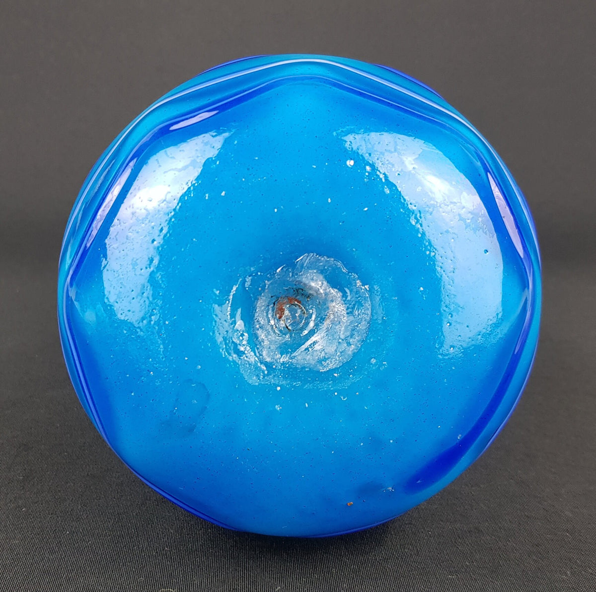 Vintage FAZZALETTO Blue Glass Art MURANO Vase Italian Art 1970s