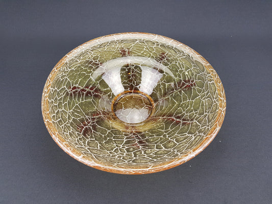 Vintage Art Deco WMF IKORA Yellow Brown Glass Bowl by Karl Wiedmann 1930