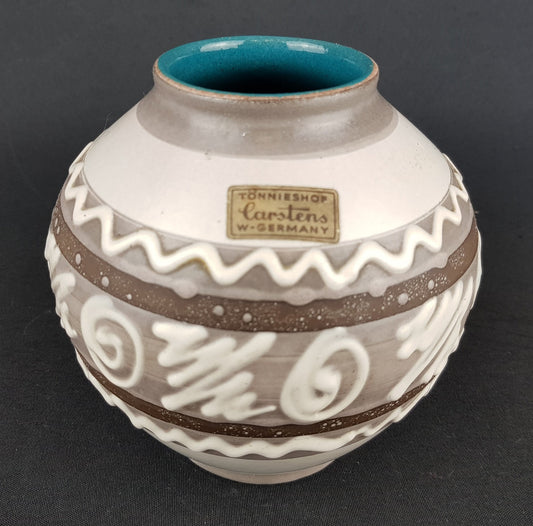 Vintage Gray CARSTENS KERAMIK Ball Vase 652/13 West German Pottery 1960s