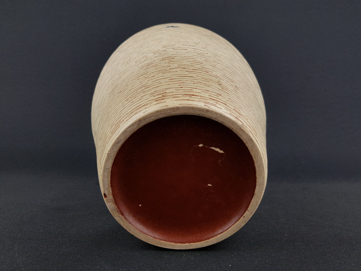 Vintage UBELACKER (Ü-KERAMIK) Beige and Brown Planter Flower Pot 115 West German Pottery 1950s
