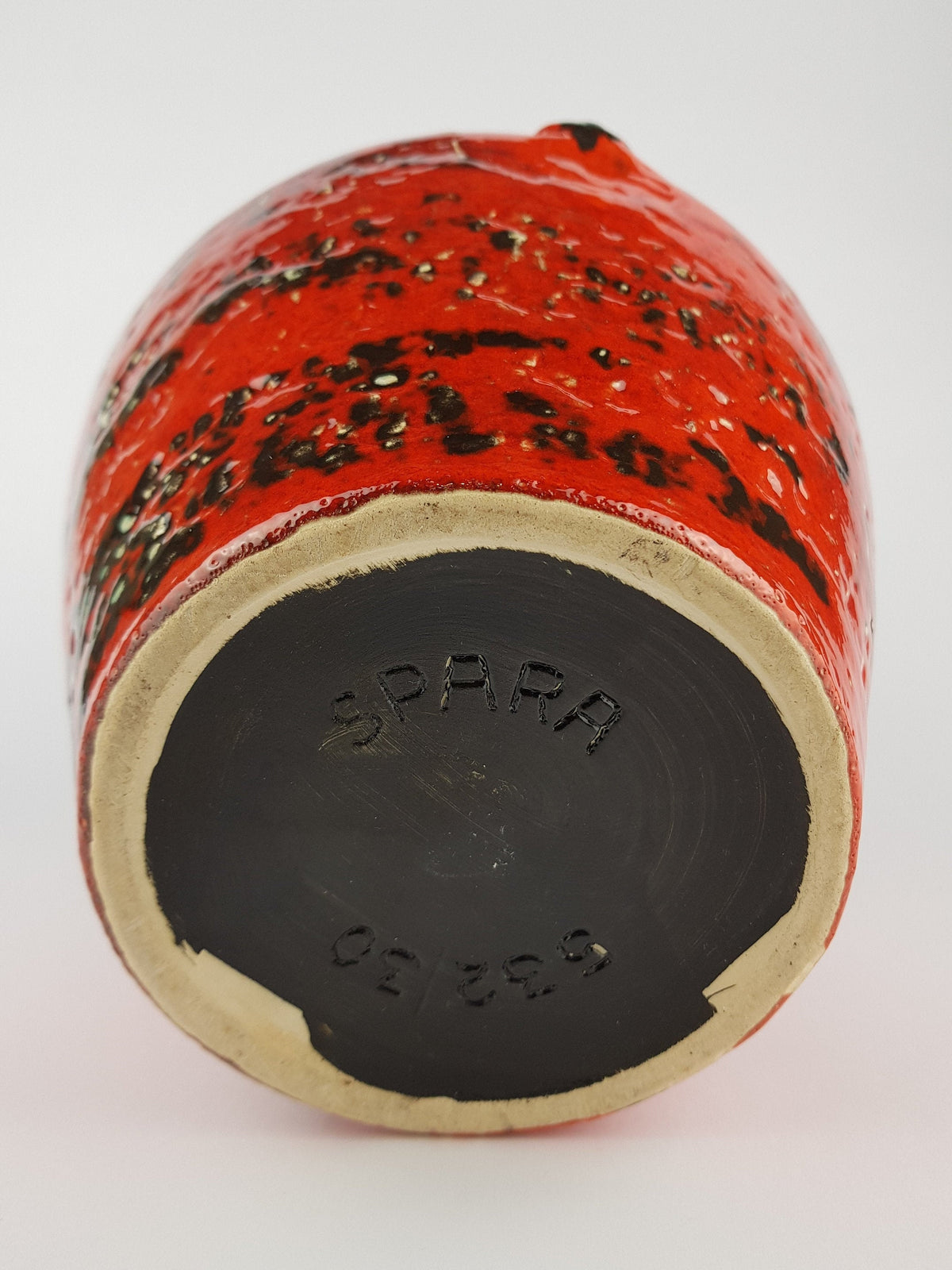 Large Vintage SPARA KERAMIK Red and Turquoise Fat Lava Vase with Relief Decor 532 30 Design By Halidan Kutlv West German Pottery 1960s