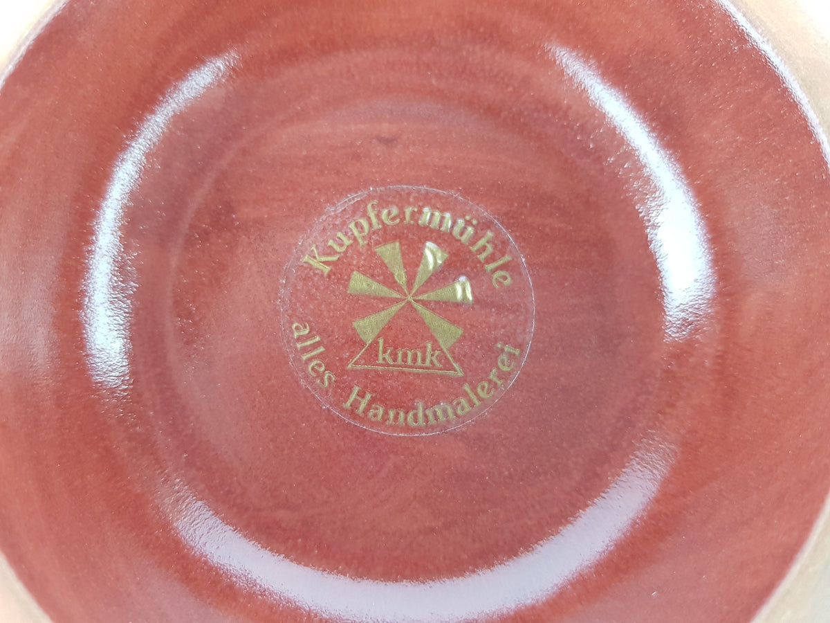 Vintage KMK (Keramik Manufaktur Kupfermühle) Candle Holder with Rubin decor German Pottery 1990s