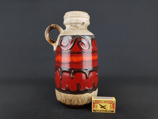 Vintage Brown Red SCHEURICH KERAMIK Fat Lava Vase 413 26 West Geman Pottery 1970s