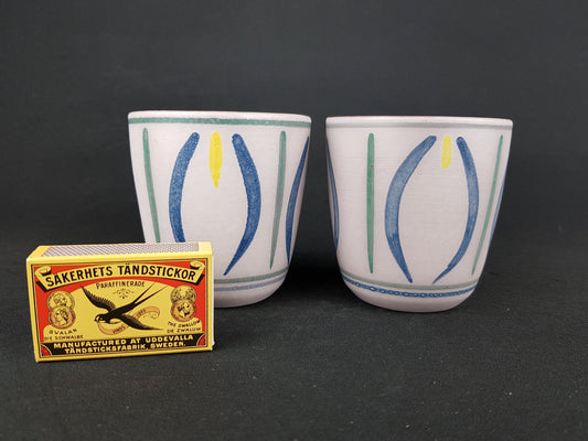 Set Of Two Vintage UPSALA EKEBY GEFLE Sweden Swing Planters Flower Pots 1964s