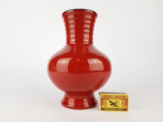 Vintage MAREI KERAMIK Red Fat Lava Vase 7104 West German Pottery 1970s
