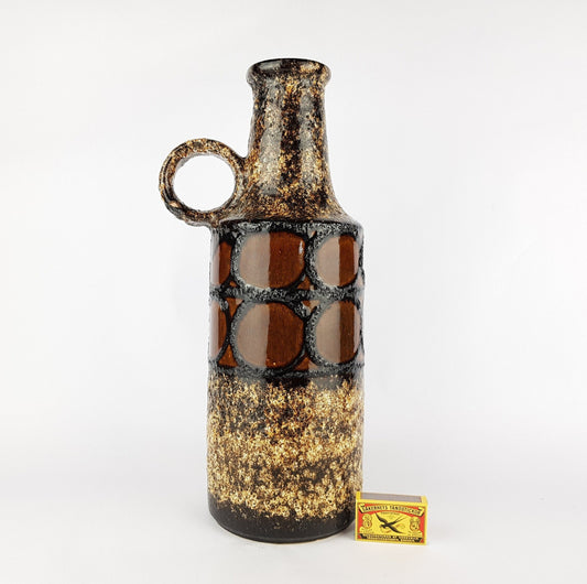 XL Vintage SCHEURICH KERAMIK Fat Lava Brown Floor Vase 412 40 West German Pottery 1970s