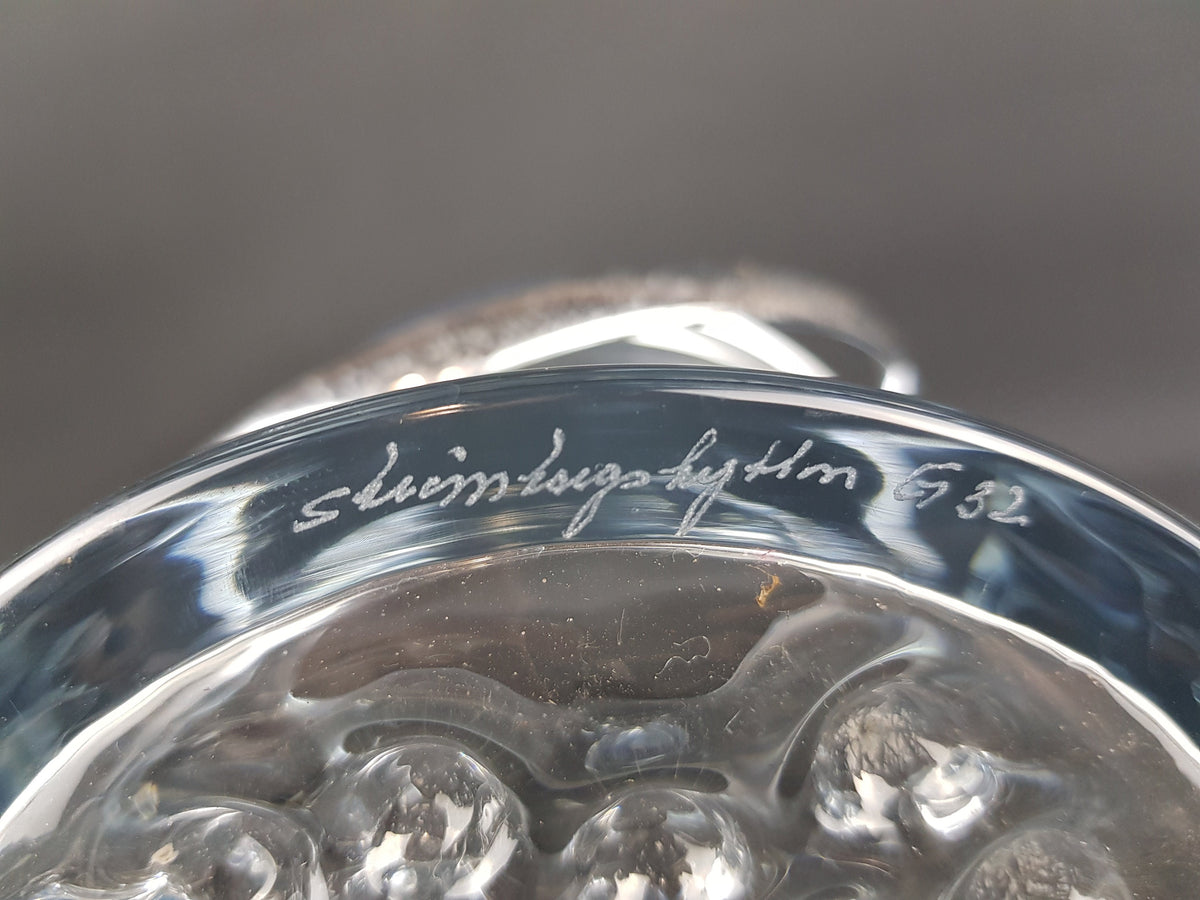 Vintage Clear STROMBERGSHYTTAN SWEDISH Crystal Glass Ice Bucket With Bubble Decor by Gerda Stromberg G32 Scandinavia 1967