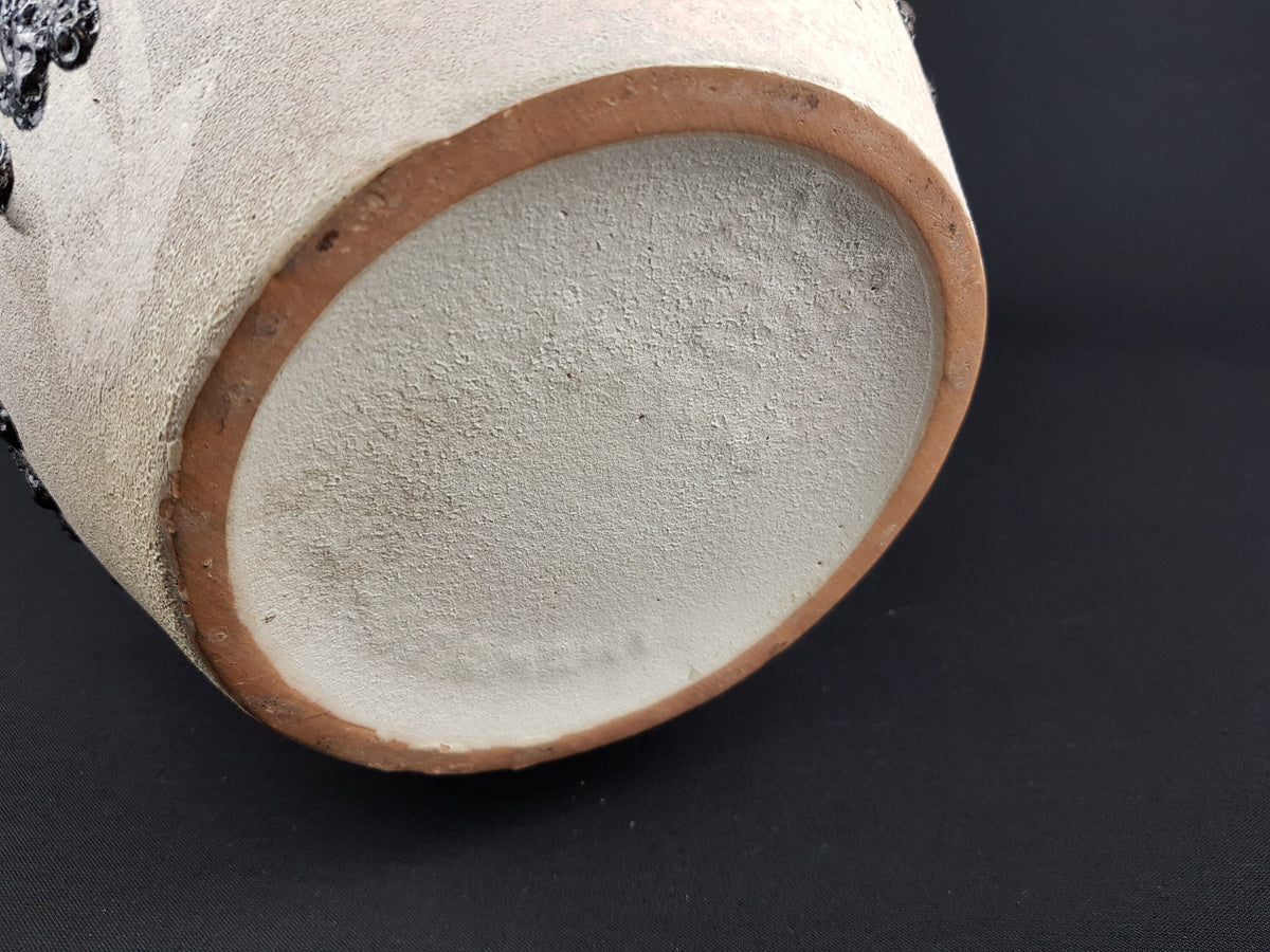 XXL Vintage Beige and Red CARSTENS KERAMIK Fat Lava Floor Vase 1960s