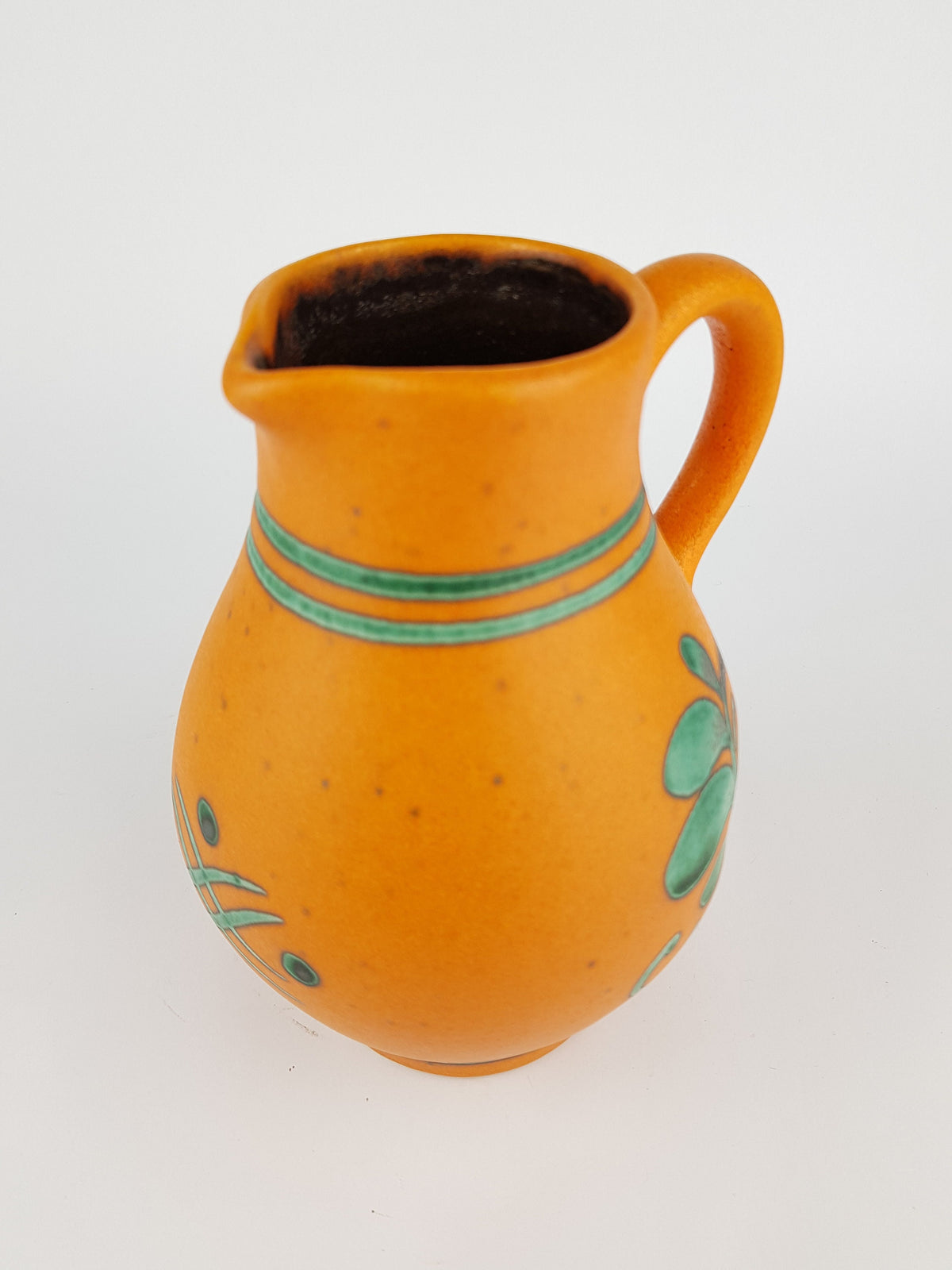 Vintage DÜMLER & BREIDEN Orange and Green Handled Vase 388 18 West German Pottery 1970s