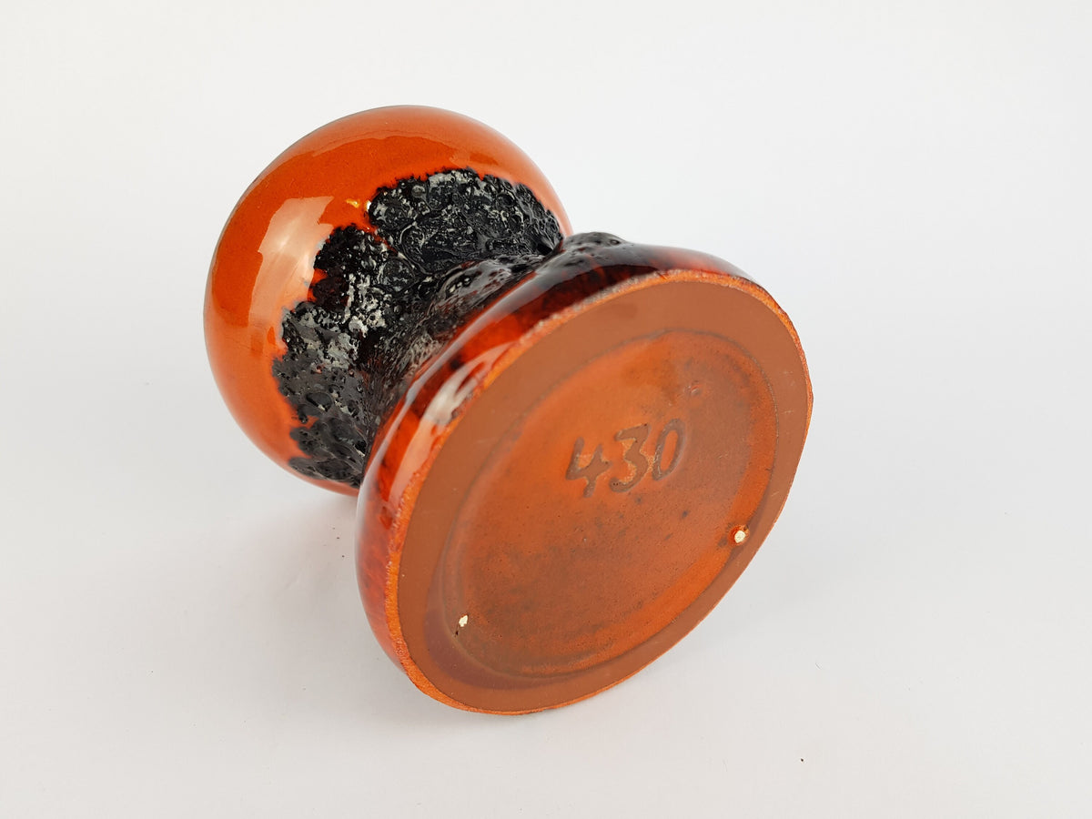 Vintage Orange KREUTZ KERAMIK Diabolo Fat lava Vase 430 West German Pottery 1970
