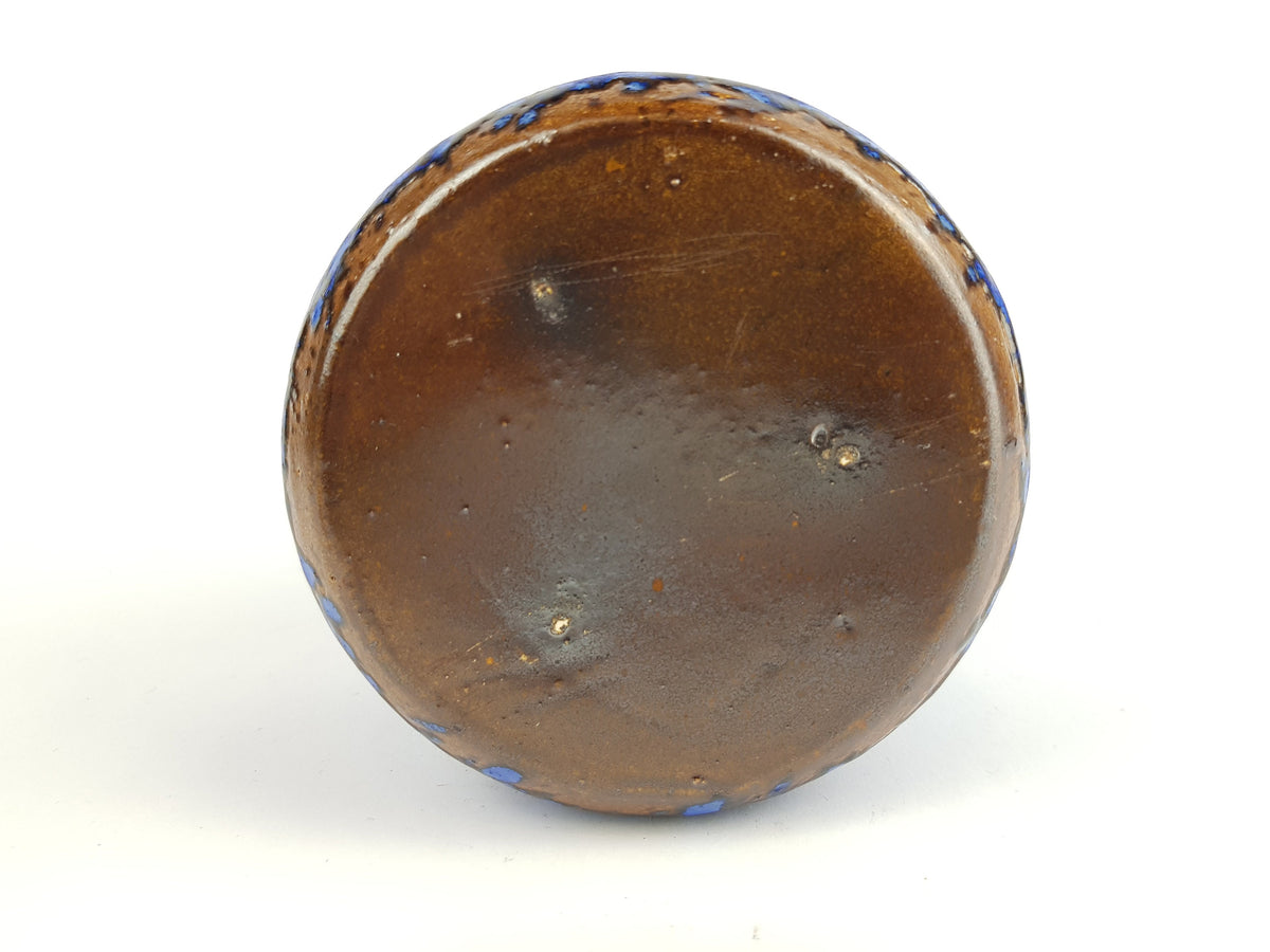 Vintage STUDIO ART POTTERY Dented Blue Vase West German Pottery 1970s