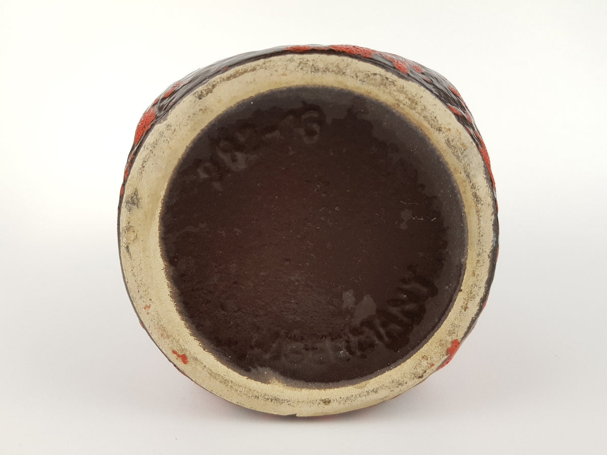 Vintage SCHEURICH KERAMIK Red and Black Fat Lava Vase 282 16 with JURA decor West German Pottery 1970s