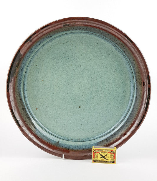 Vintage STUDIO ART POTTERY Turquoise and Brown Bowl from West Germany 1960s
