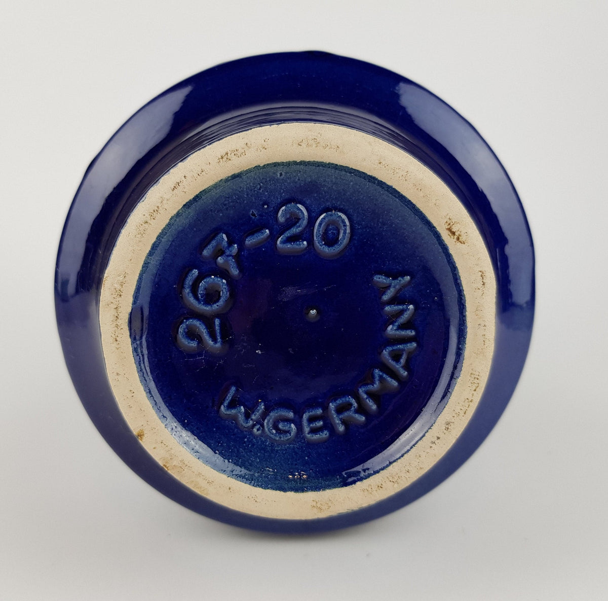 Vintage SCHEURICH KERAMIK Blue PAGODE Vase 267/20 West German Pottery Fat Lava Era