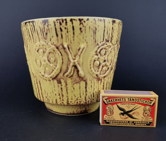Vintage UBELACKER (Ü-Keramik) Yellow Planter Flower Pot West German Pottery 1960s