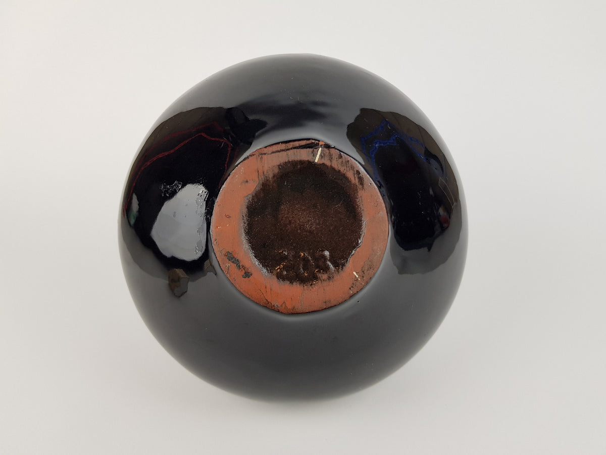 Vintage KREUTZ KERAMIK Ink Blue Fat Lava Vase 203 West German Pottery 1970s