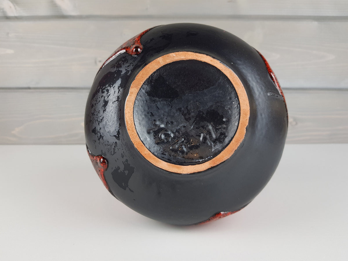 Vintage CARSTENS KERAMIK Red and Black Vase 194 14 West German Pottery 1960s