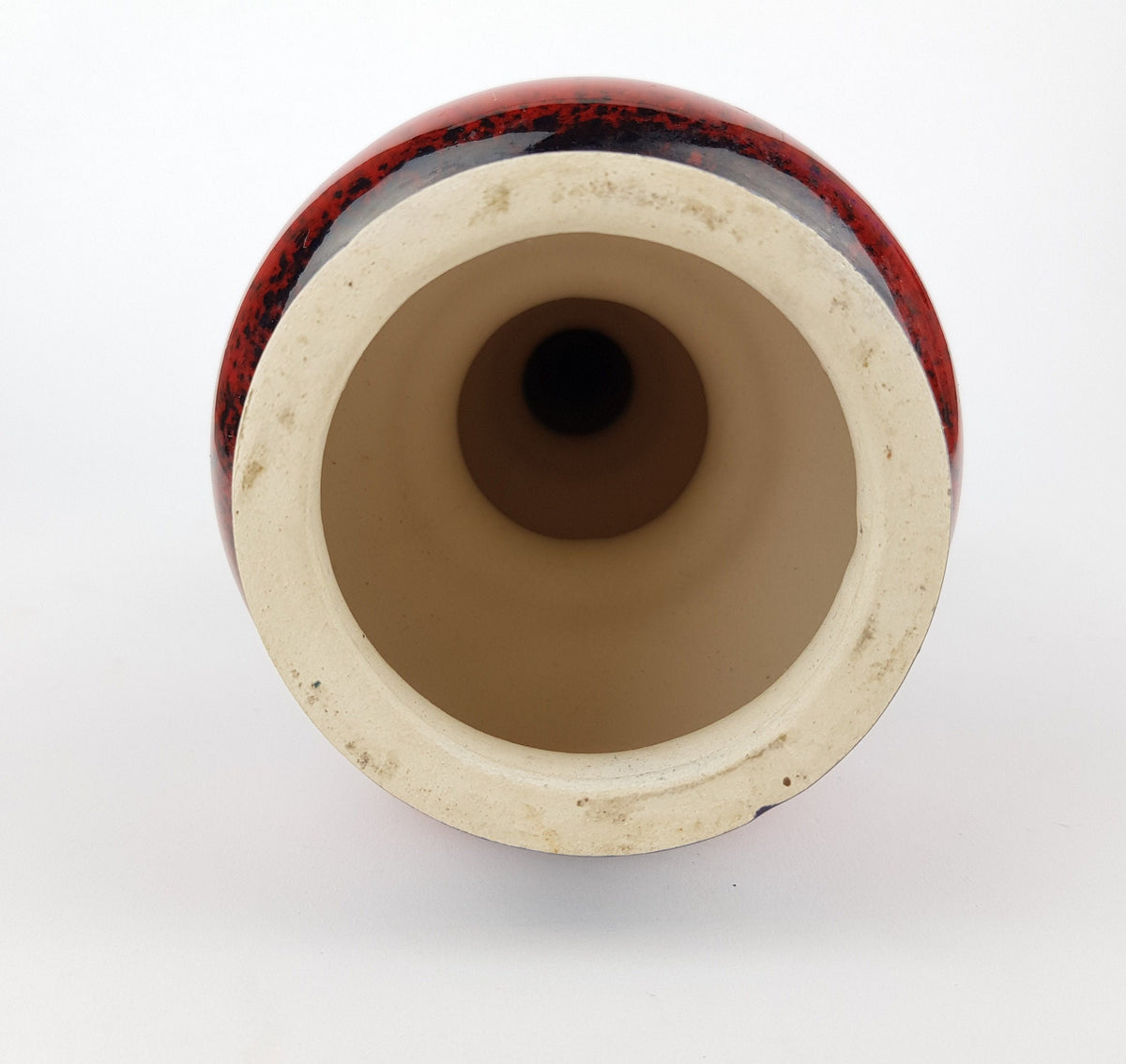 Vintage JASBA KERAMIK Blue Red Hooped Candle holder West-Germany 1970s