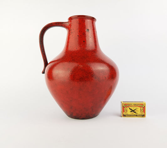 Vintage DÜMLER & BREIDEN Keramik Glossy Red 313-25 Fat Lava Vase 1970s