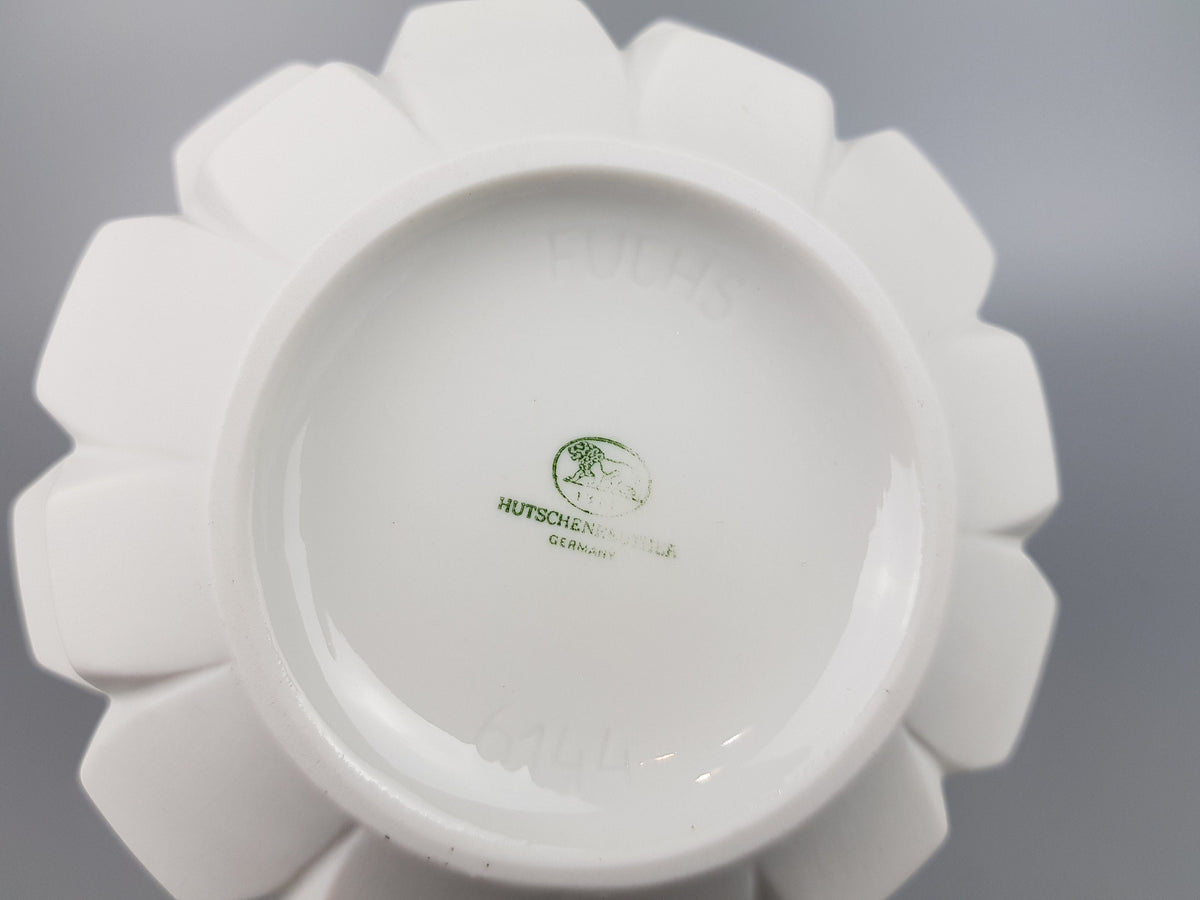 Vintage HUTSCHENREUTHER PORCELAIN Op Art ARTICHOKE Vase by Fuchs 1960-70s