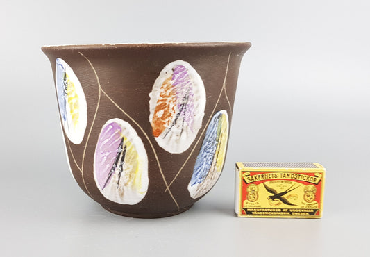 Vintage BAY KERAMIK Planter Flower Cache Pot with Kongo Decor 161-15 West German Pottery 1959s