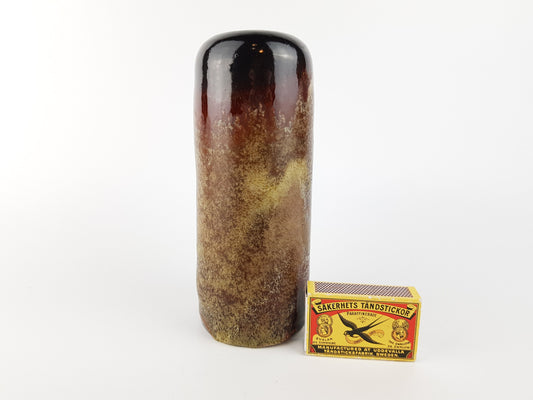 Vintage ELMER KUBICEK Studio Art Pottery Stylish Brown Vase West Germany 1960s