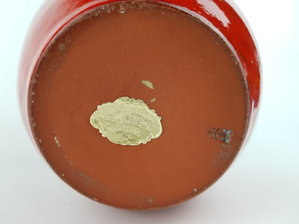 Vintage KUCH TOPFEREI Red Vase From West Germany 1960s