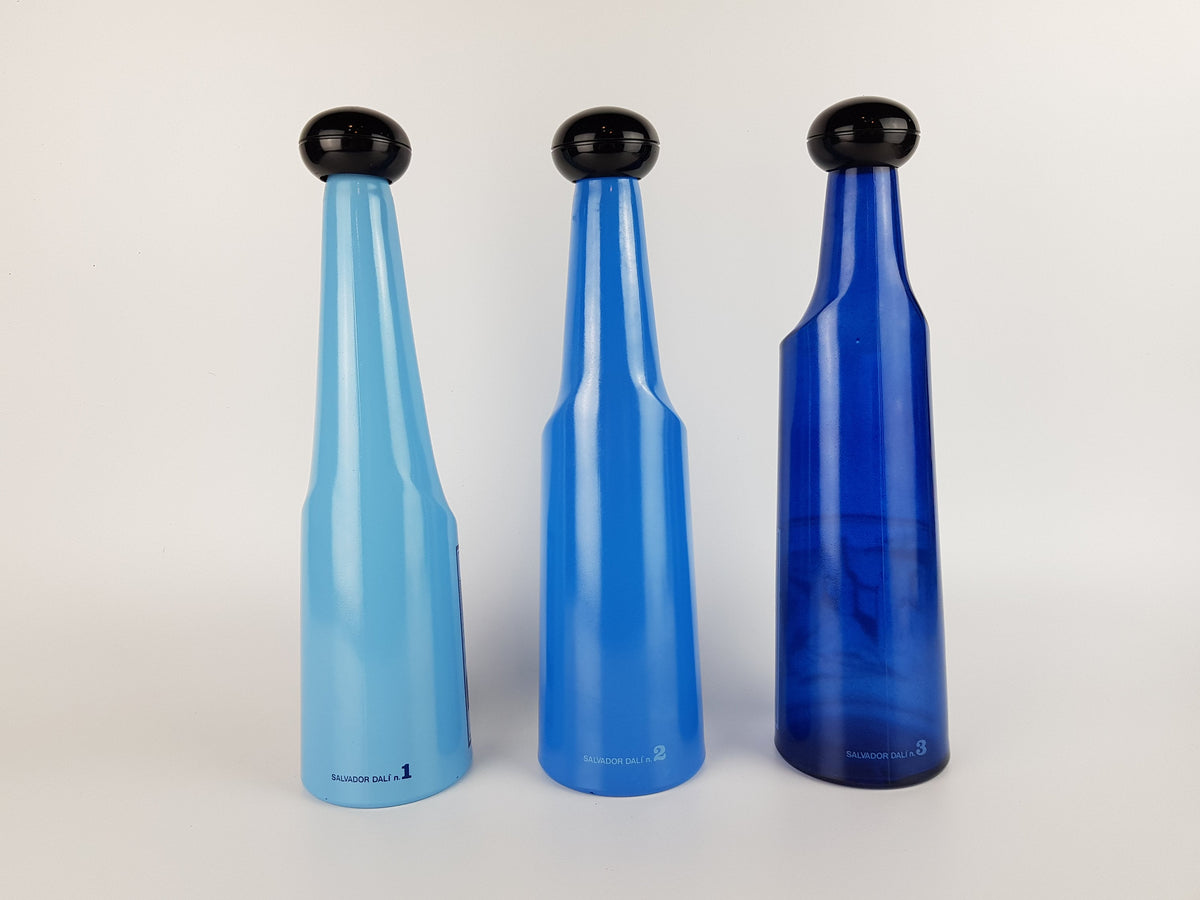 Vintage ROSSO ANTICO Set of 3 Bottles Surrealist Design Italian and Spanish Art 1970s by Salvador Dali