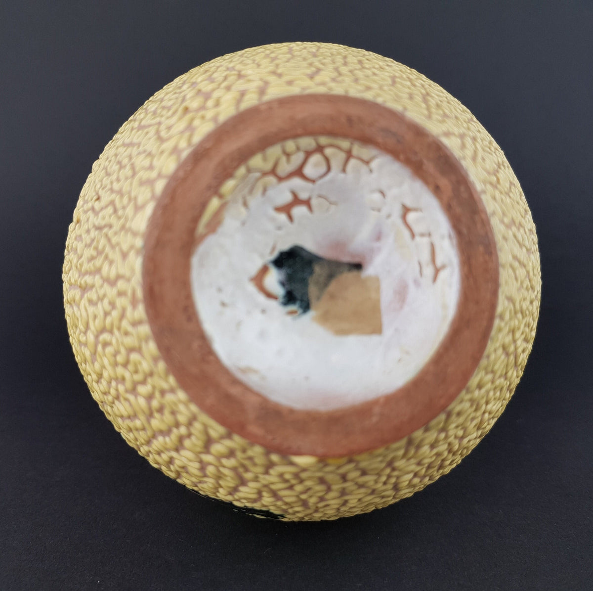 Vintage Yellow Ceramic Vase Fratelli Fanciullacci Style Snake Skin Glaze 1970's Fat Lava Era