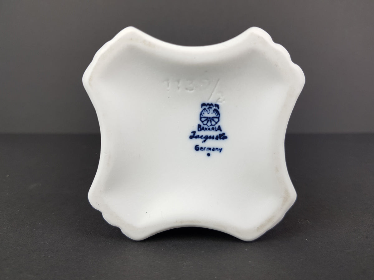 Vintage PMR JAEGER & CO Square Porcelain Vase 1139/2 Scale Decor West German Pottery Bavaria 60s 70s
