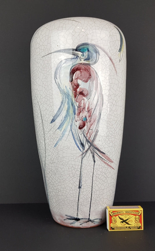 Vintage INGEBORG LANGLOTZ Ceramic Vase - Heron Decor (Töpferstube Bad Wiessee) - Studio Art Pottery 1950s