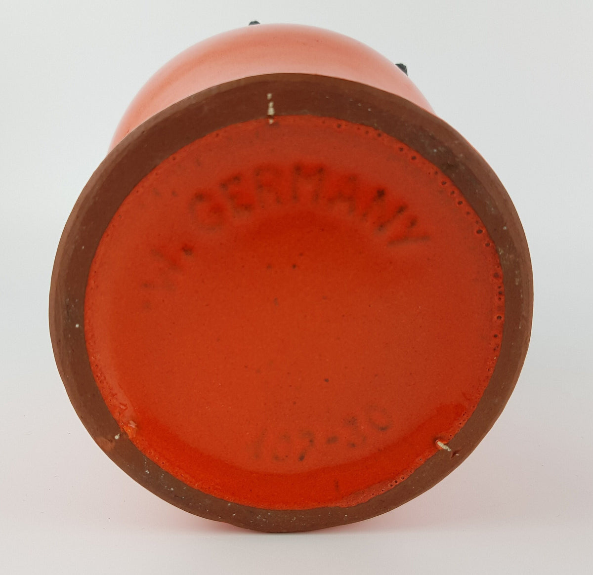 Vintage ROTH KERAMIK Orange Vase with Black Fat Lava Glaze 107-30, West German Pottery 1970s