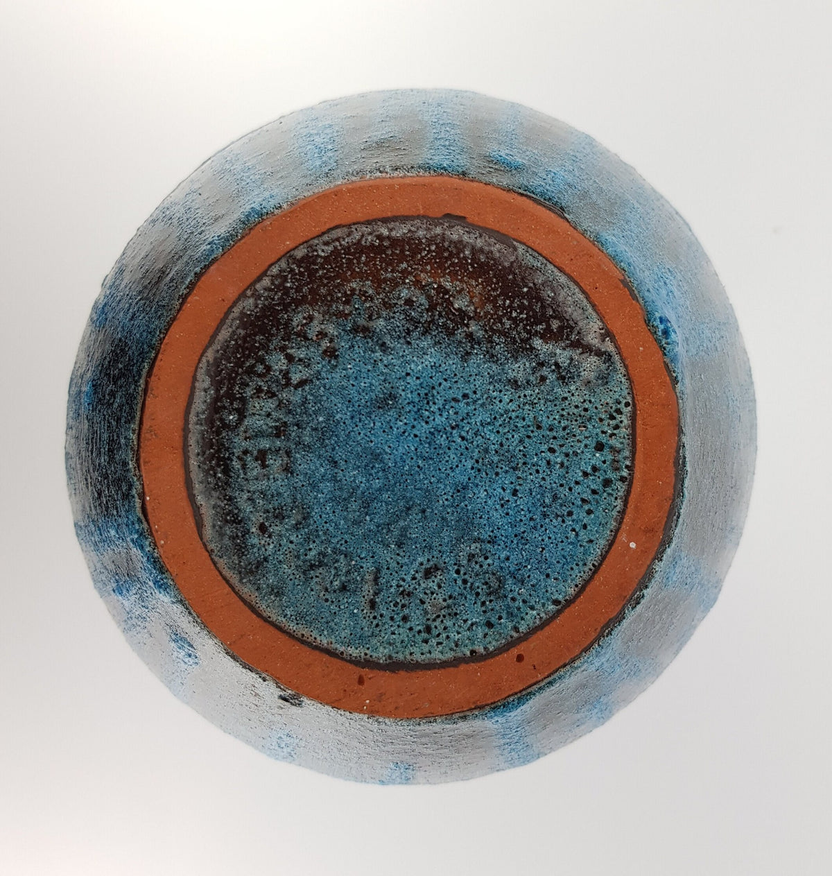 Vintage CARSTENS KERAMIK Blue Handled Vase With Swirls Decor West German Pottery 1960s - 1970s
