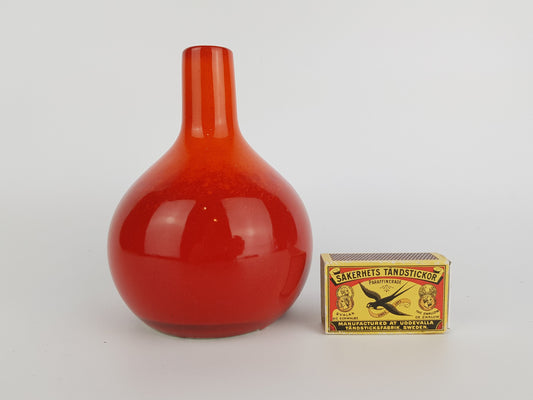 Vintage SGRAFO Reddish Orange Vase Form 1977 West German Pottery 1970s