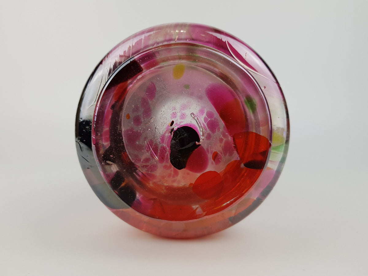 Vintage FRANZ AUSTEN GLASS Vase Art Nouveau Style Iridescent Purple With Multiple Colors Decor Germany 1960s 1970s