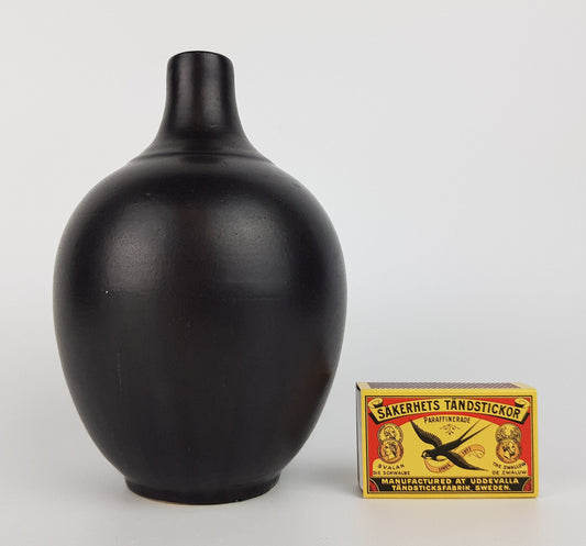 Vintage RUSCHA ART KERAMIK Black Vase 830 West German Pottery 1970s