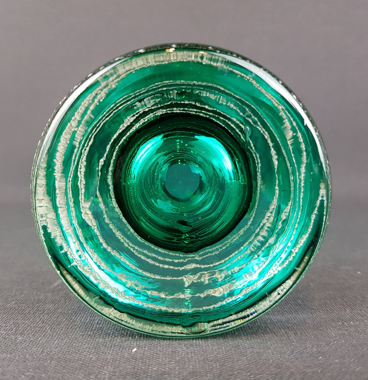 Vintage INGRID GLAS Green Glass Vase Rosenpokal Style German Design Glass Art 1960 1970s