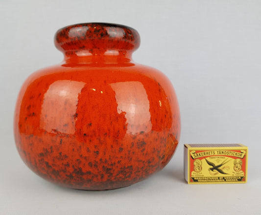 Vintage SCHEURICH KERAMIK Orange and Black Speckled CERAMOS vase, West Geman Pottery 1970s