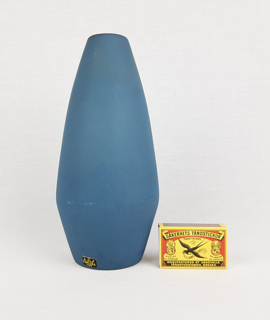 Vintage L'ANCORA KERAMIEK Blue Ceramic Vase Azura Decor from The Netherlands, 1960s