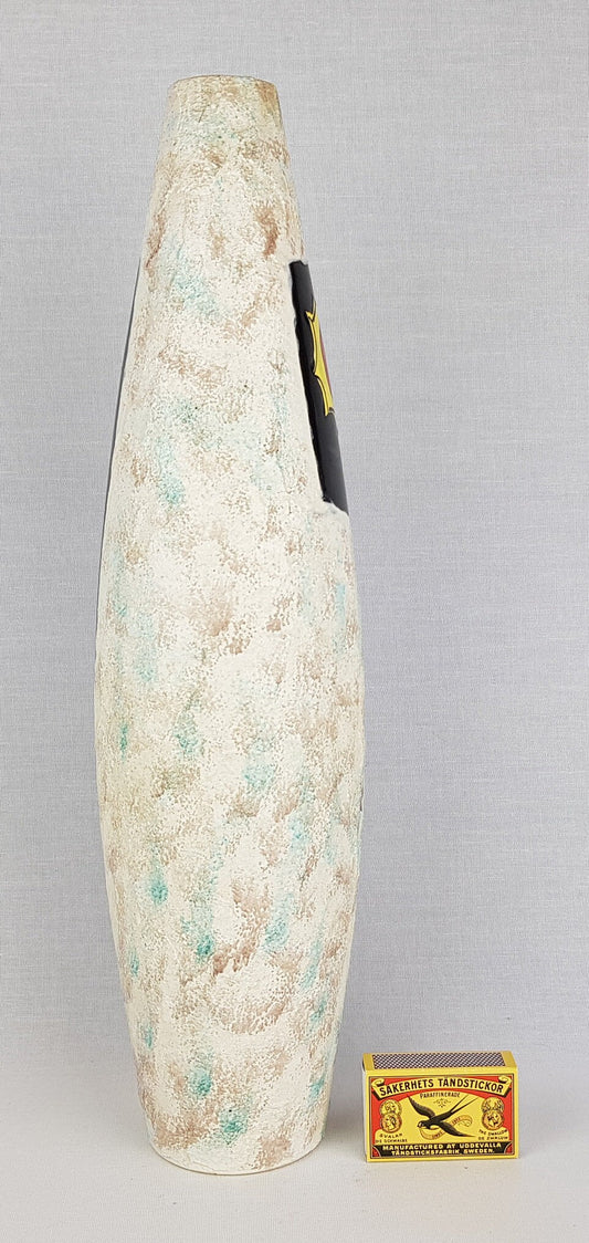 Tall Vintage SAN MARINO Ceramic Vase With Harlequin Decor Italian Pottery 1960s