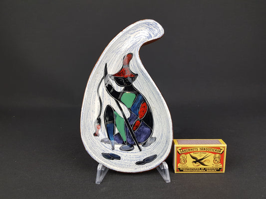Vintage Italian Pottery Dish/Bowl with Hand Painted Fisherman Italian Collectible Pottery 1950-60s