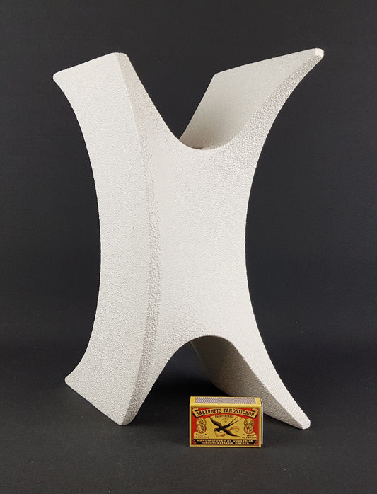 Vintage BERTONCELLO - ROBERTO RIGON White Wave Vase "Sasso Bianco"decor 939 Italian Pottery 1980-1990s