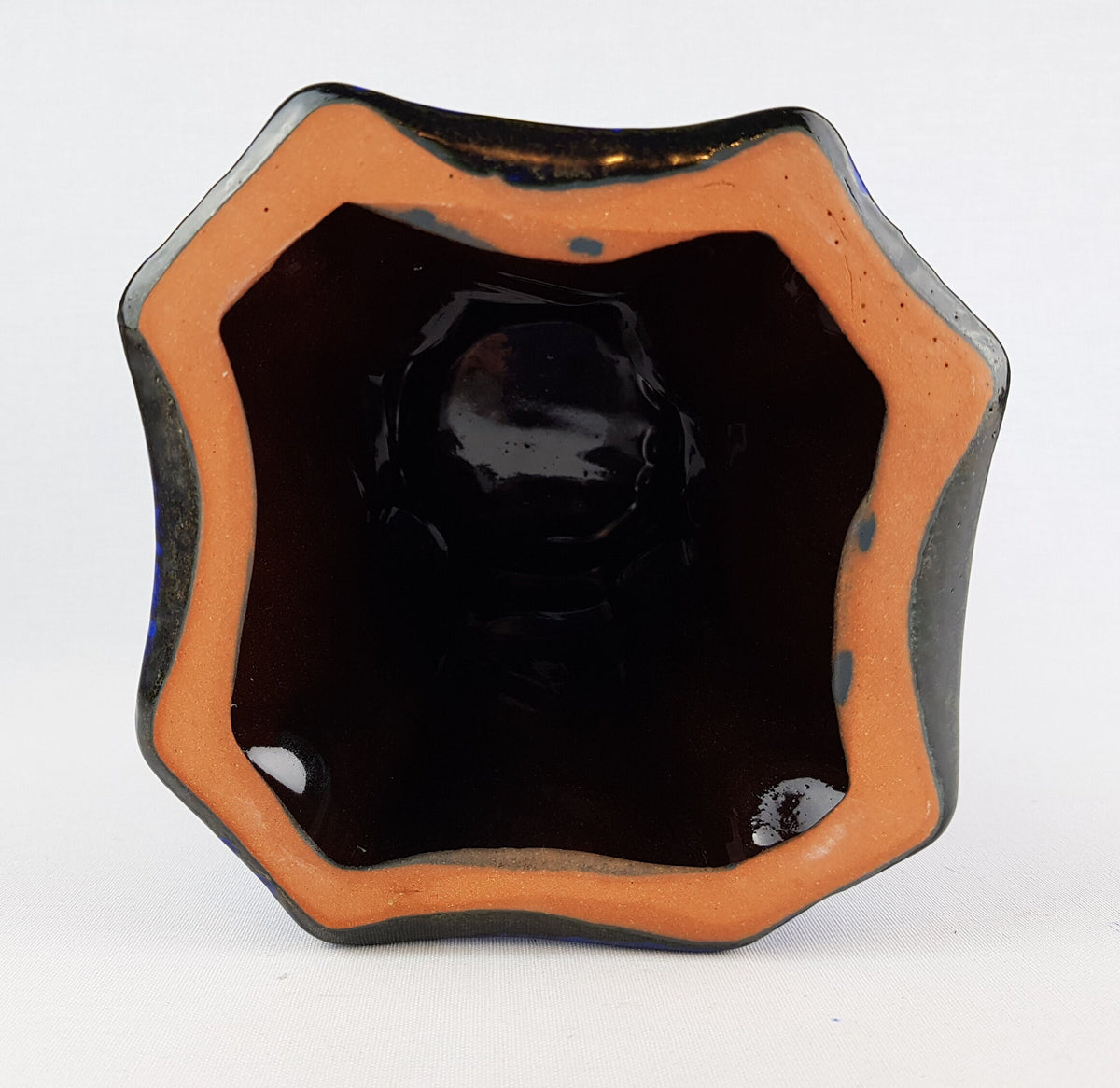 RARE Vintage CARSTENS TONNIESHOF Stylish Ink Blue Candle Holder West German Pottery 1960s