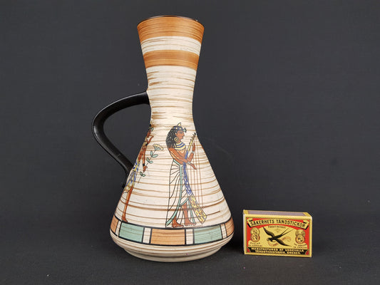 RARE Vintage DÜMLER & BREIDEN Vase 1346/22 with Egyptian decor West German Pottery 1960s Fat Lava Era