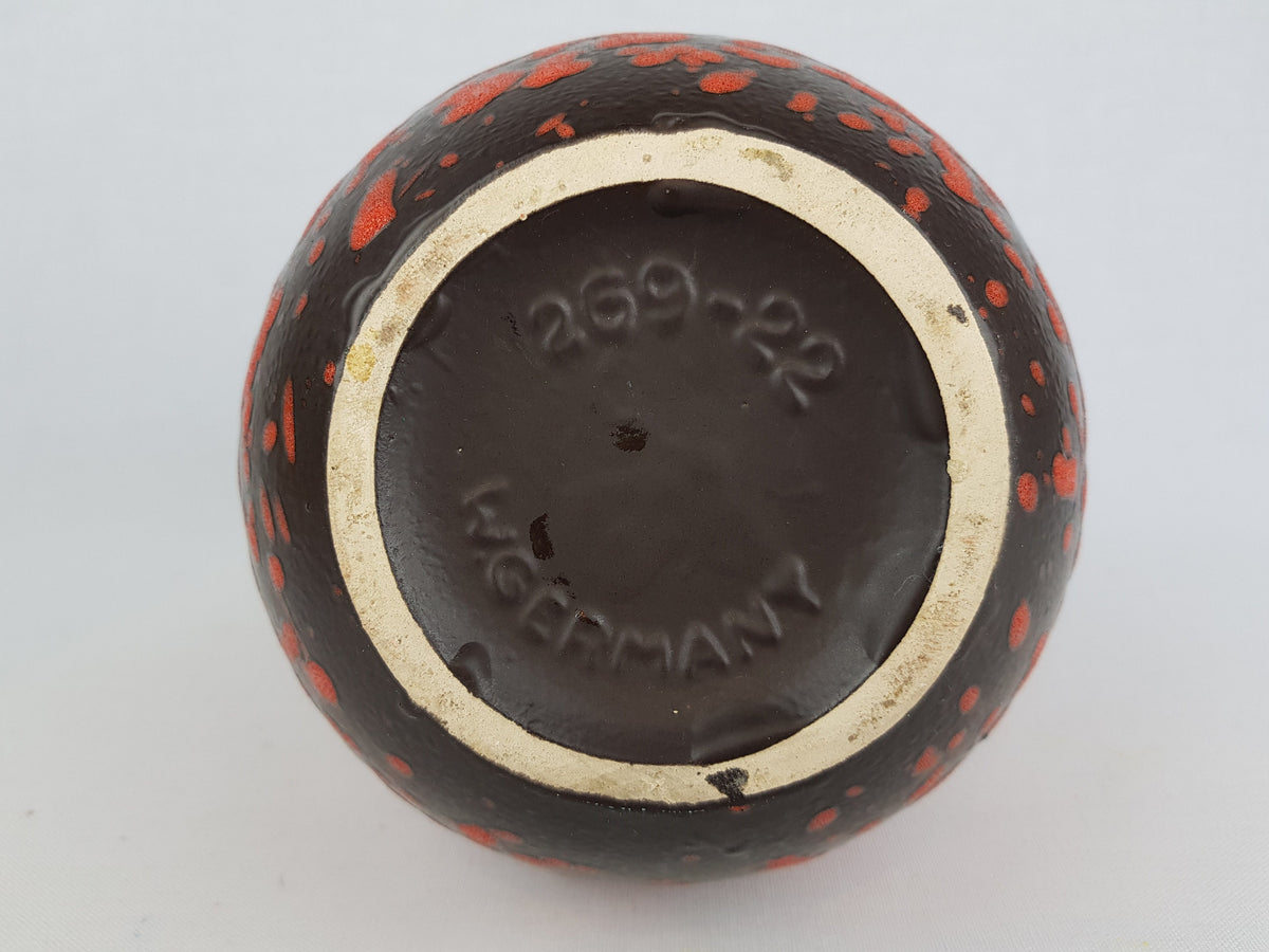 Vintage SCHEURICH KERAMIK Red and Black Vase Wien Vienna Serie 269 22 West German Pottery 1970s
