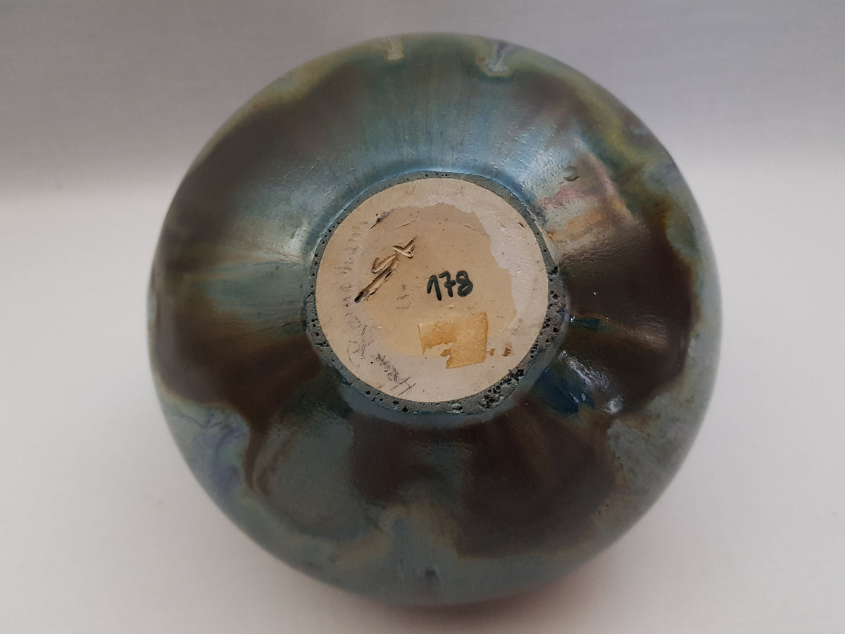 Vintage WENDELIN STAHL Purple, Grey and Green Vase Studio Pottery From West Germany 1960s