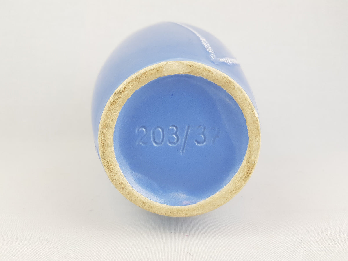 Vintage SCHLOSSBERG KERAMIK Blue and White Vase with AZUR Decor West German Pottery 1950s